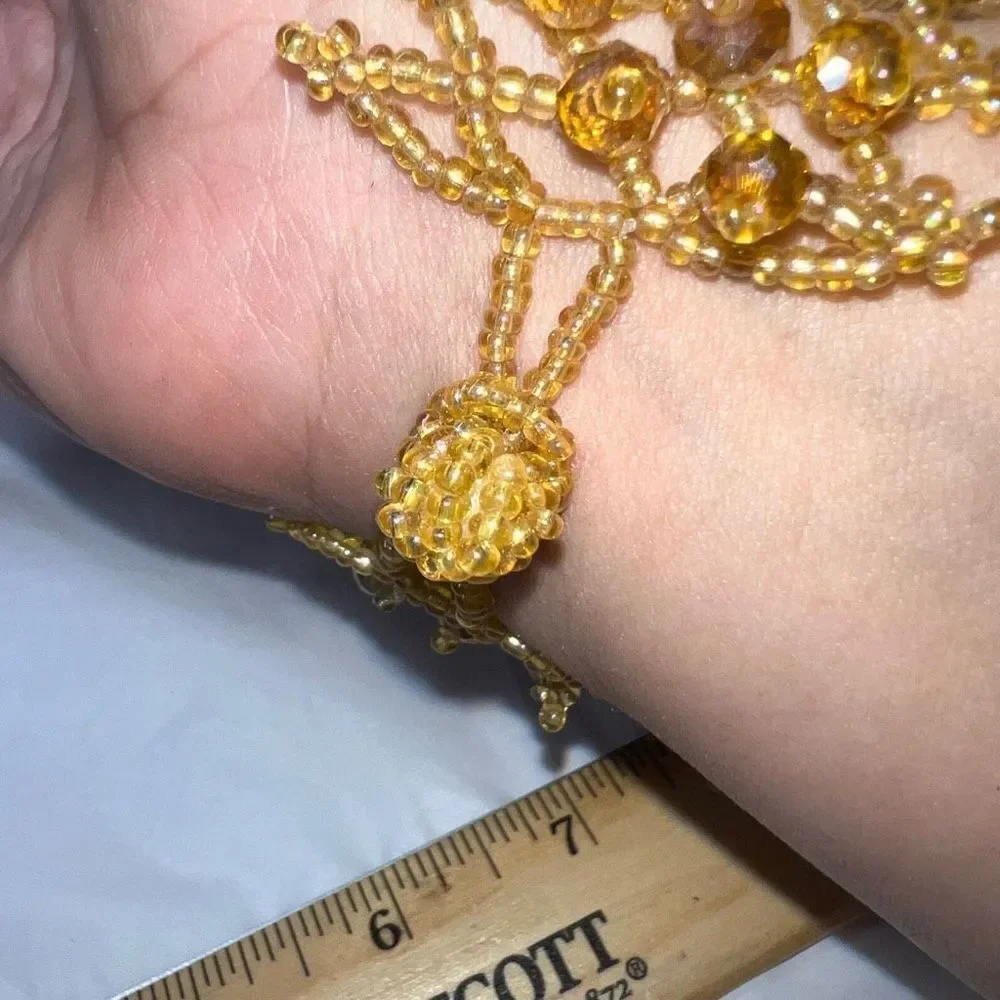 Vintage Faceted and‎ Seed Bead Braided Cuff Bracelet